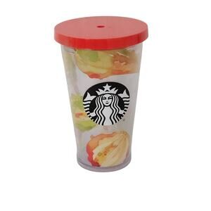 Starbucks Orange Fall Autumn 2017 Harvest 16 oz Tumbler Cold Cup No Straw READ